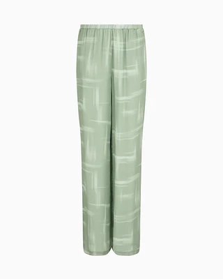 Armani Exchange - Oversized trousers in abstract patterned fabric, Woman, Green, Size: 0