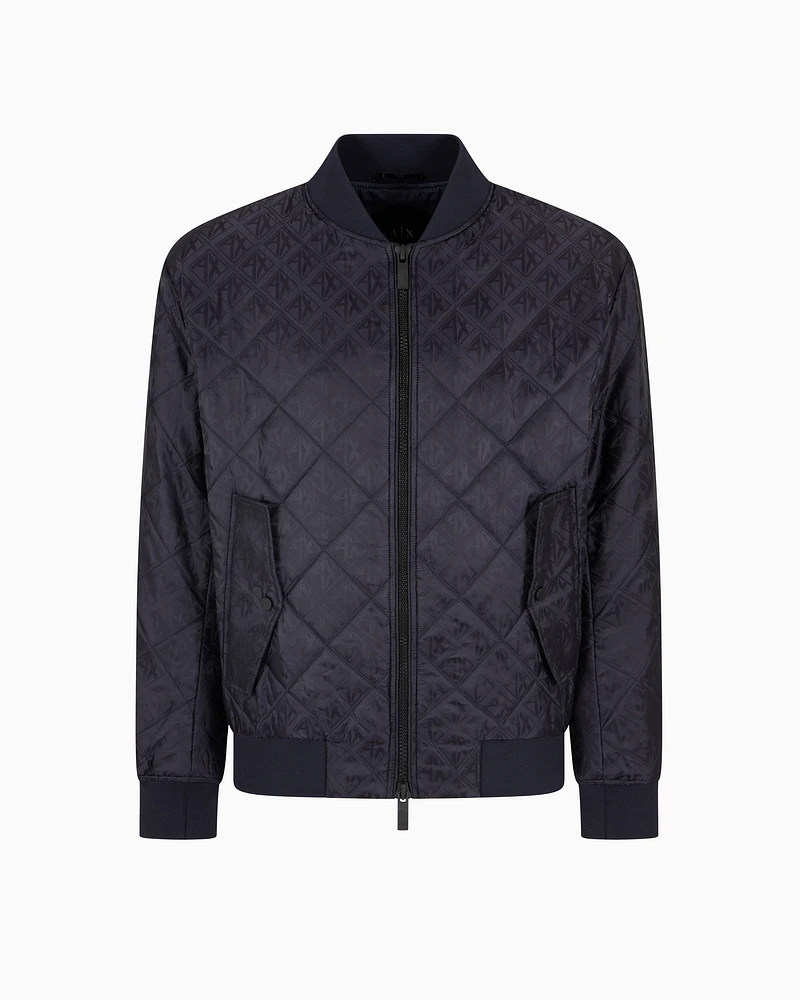 Armani Exchange - Quilted jacket with tone-on-tone logo, Man, Navy Blue, Size: