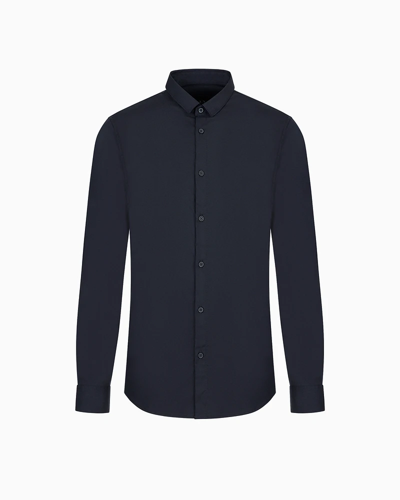 Armani Exchange - Regular fit shirt ultra stretch fabric, Man, Navy Blue, Size: