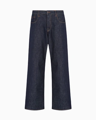 Armani Exchange - J83 baggy fit jeans cotton blend denim, Man, Blue, Size: