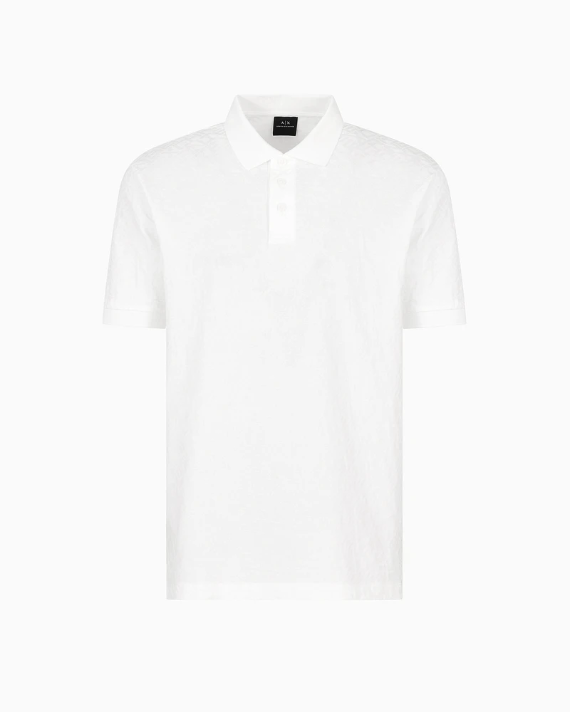 Armani Exchange - Regular fit polo shirt with tone-on-tone allover logo, Man, White, Size: