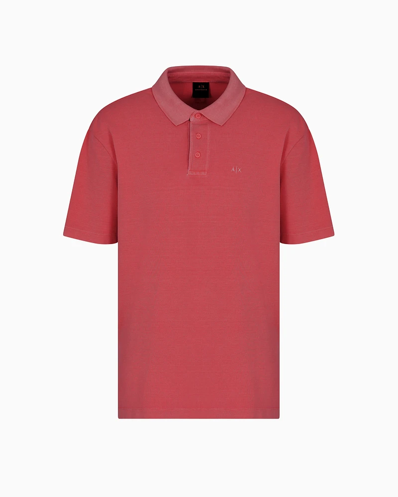 Armani Exchange - Used effect cotton piquet polo, Man, Red, Size:
