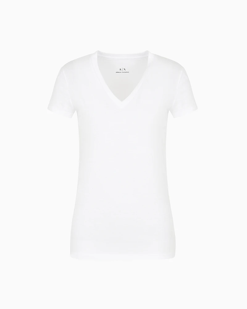 Armani Exchange - Slim fit T-shirt pima cotton jersey, Woman, White, Size: