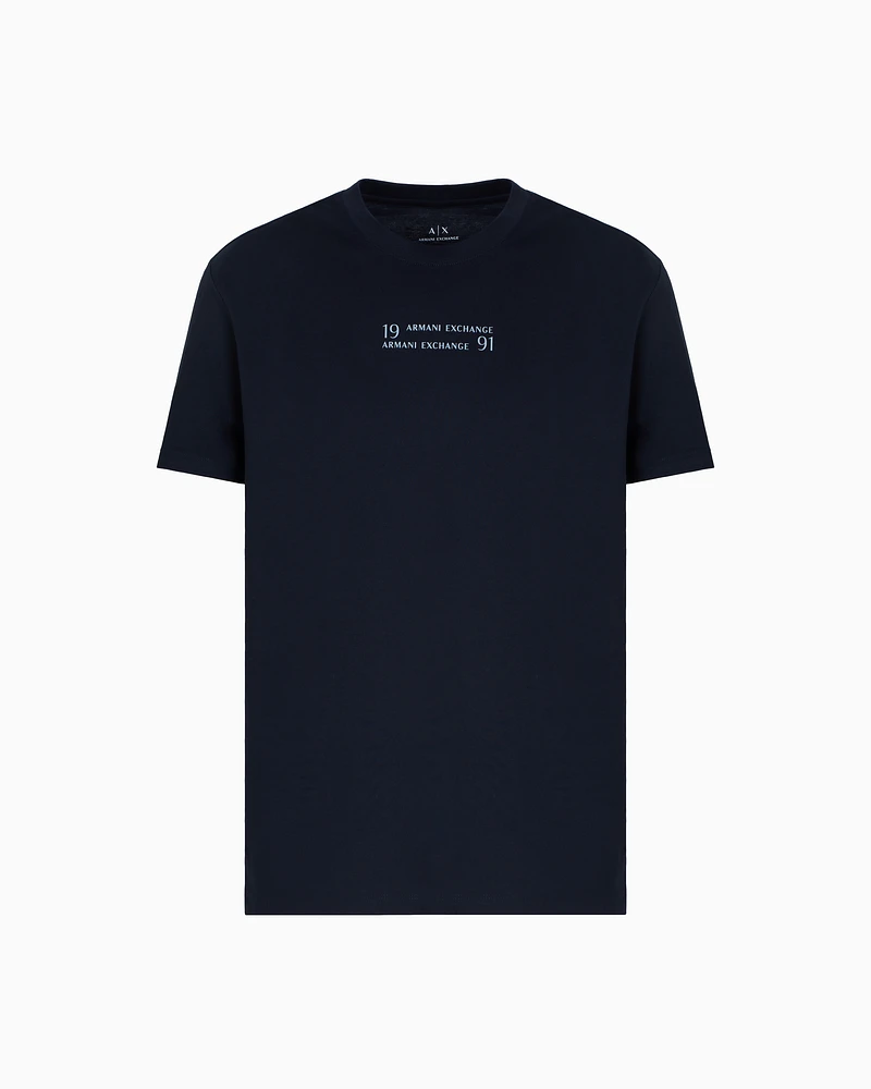 Armani Exchange - Regular fit T-shirt with logo lettering, Man, Navy_blue, Size: