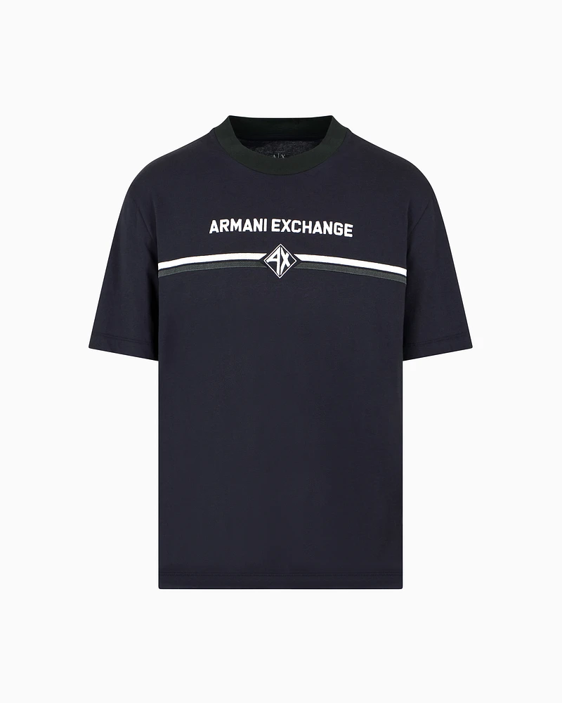 Armani Exchange - Regular fit T-shirt with logo print, Man, Navy Blue, Size: