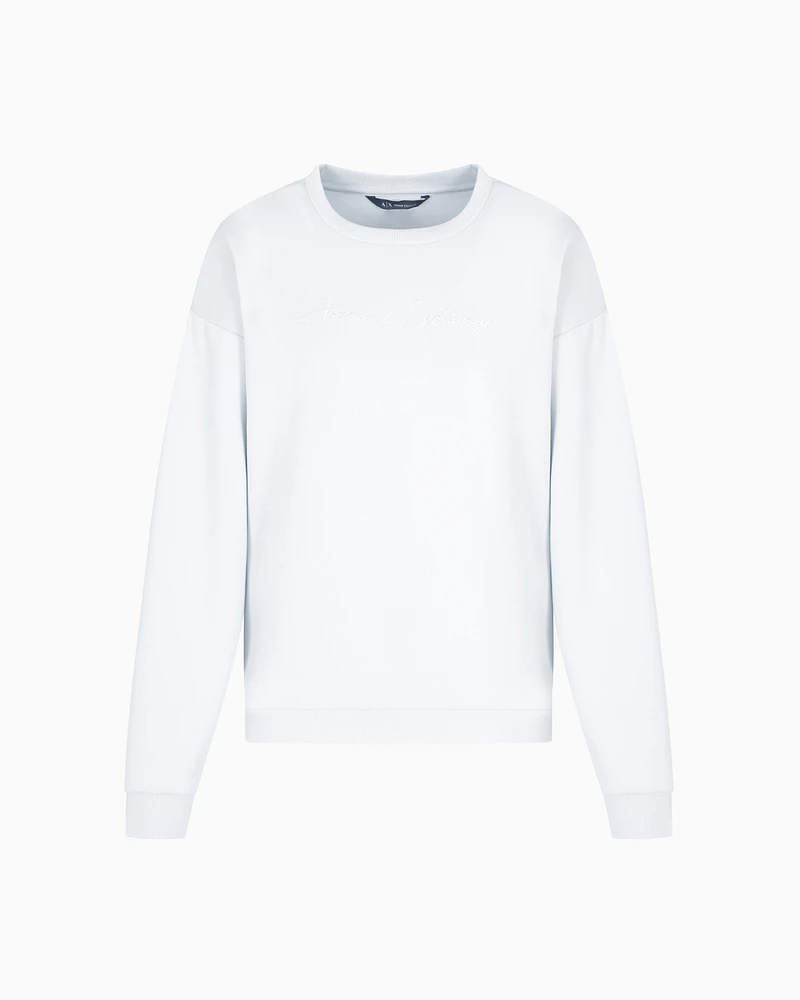 Armani Exchange - Basic crewneck sweatshirt, Woman, Light_blue, Size: