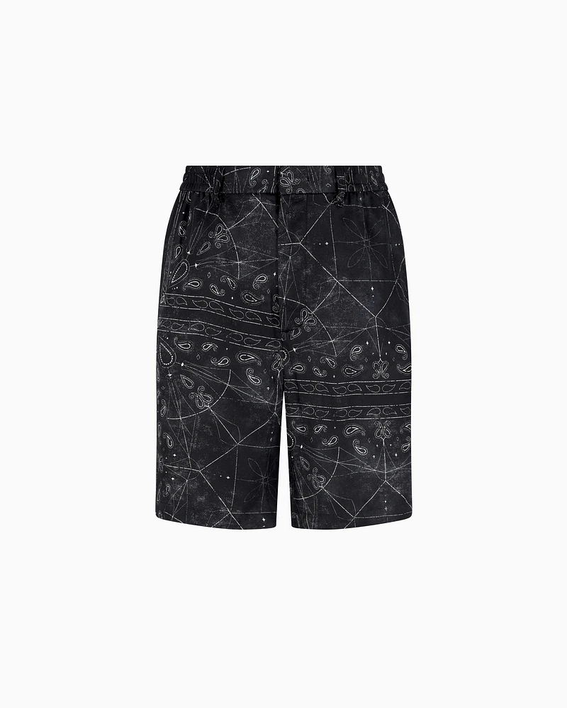 Armani Exchange - ASV Viscose Bermuda Shorts, Man, Black, Size: 31