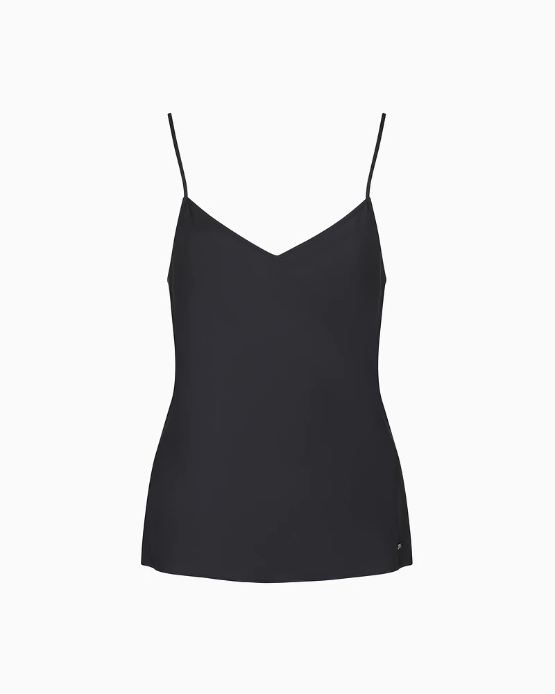Armani Exchange - Satin V-Neck Top, Woman, Black, Size: