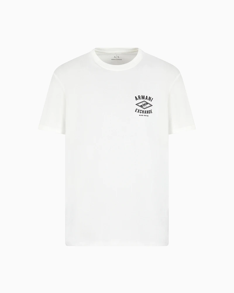 Armani Exchange - Regular fit T-shirt with central logo, Man, White, Size: