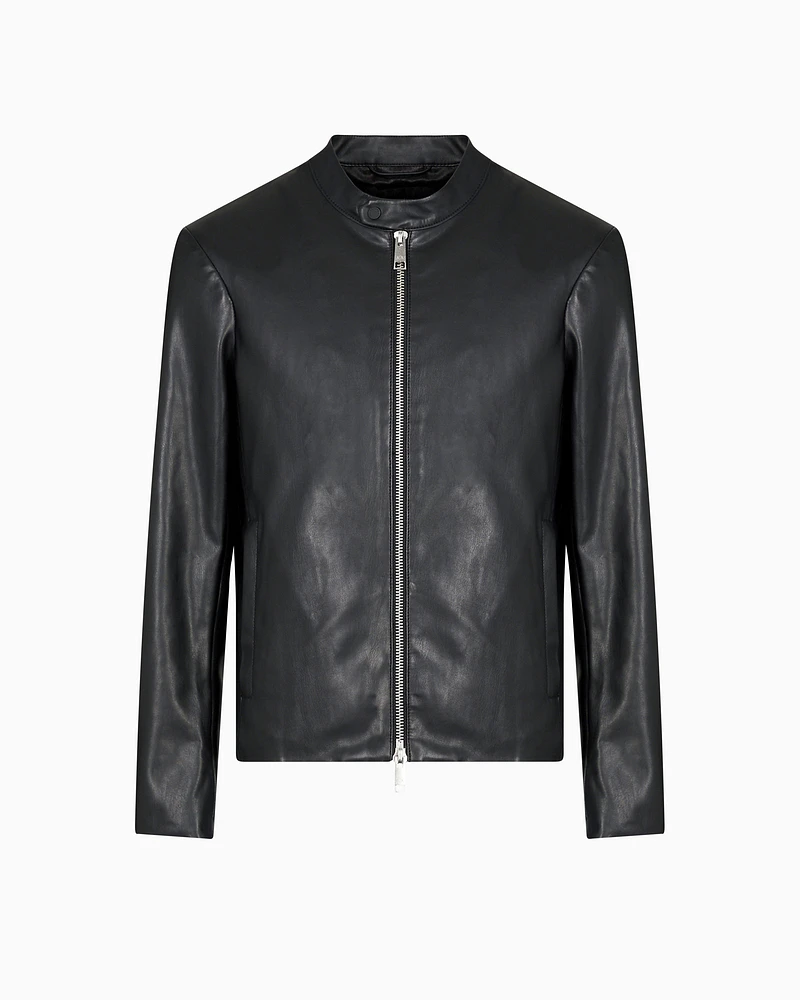Armani Exchange - Faux leather jacket with zip, Man, Black, Size: S