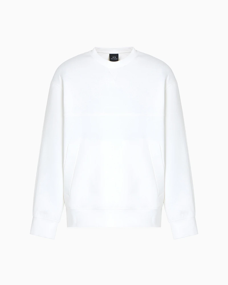 Armani Exchange - Bonded cotton crewneck sweatshirt, Man, White, Size: