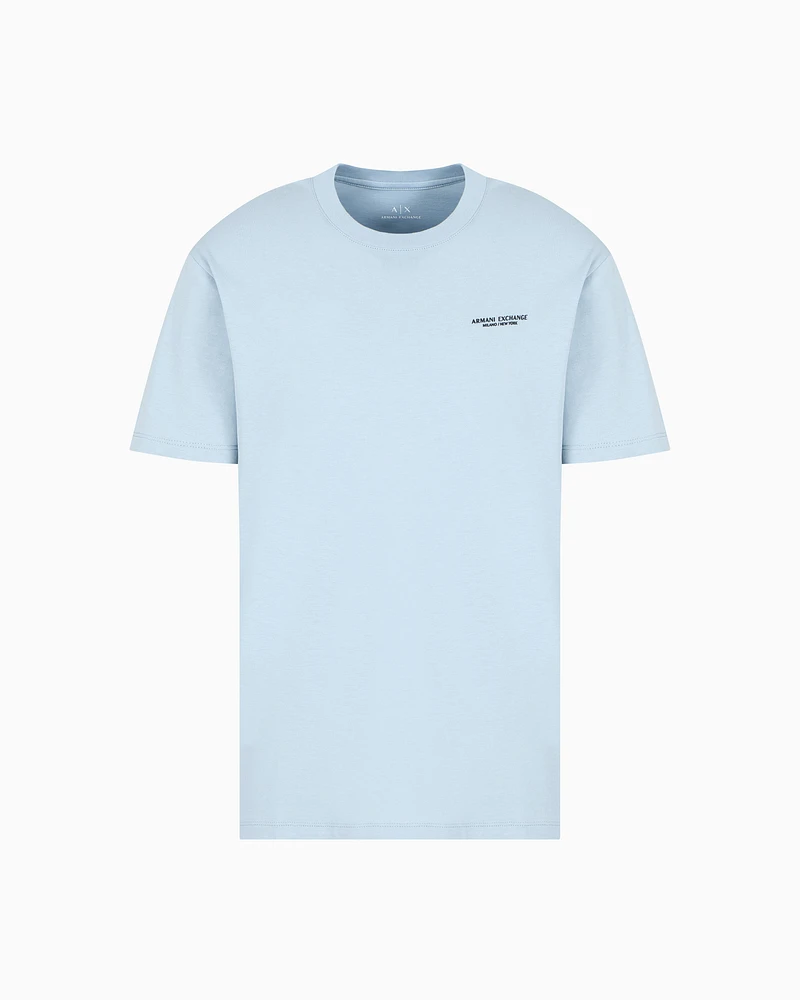 Armani Exchange - Regular fit T-shirt with logo , Man, Light Blue, Size: XXL