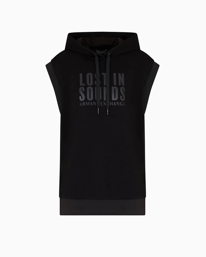 Armani Exchange - Lost Sound ASV Sleeveless Hoodie, Woman, Black, Size: