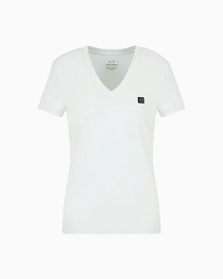 Armani Exchange - Slim fit T-shirt ASV jersey, Woman, Light Blue, Size: