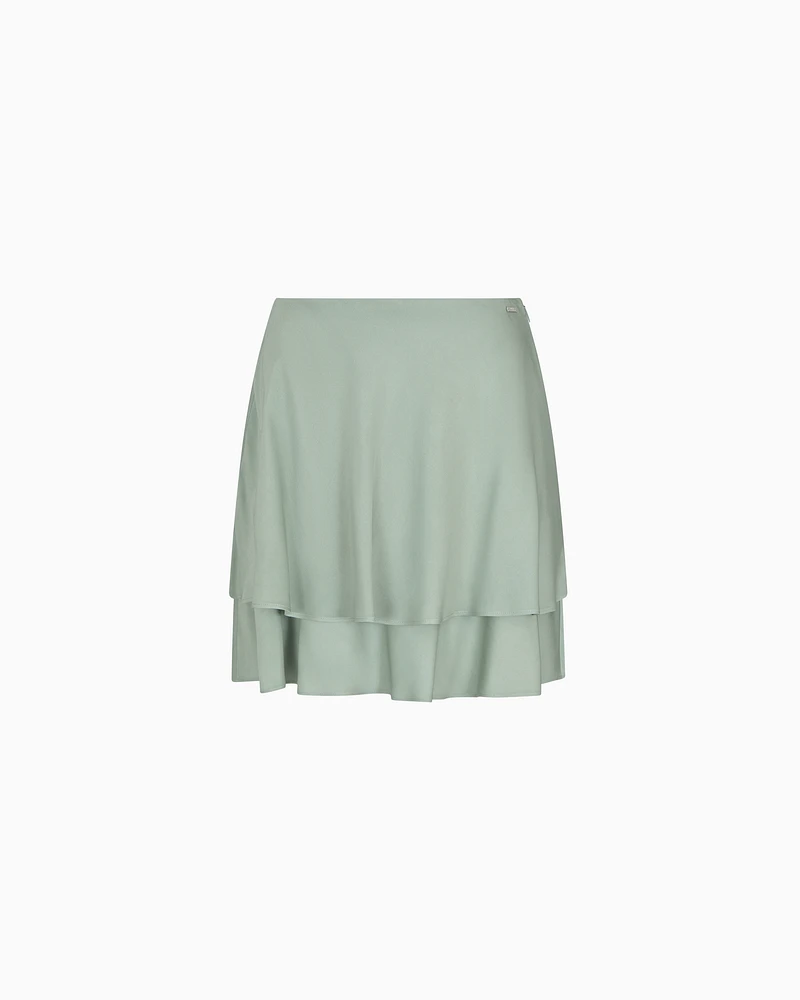 Armani Exchange - Mini skirt in flowing viscose, Woman, Green, Size: 0