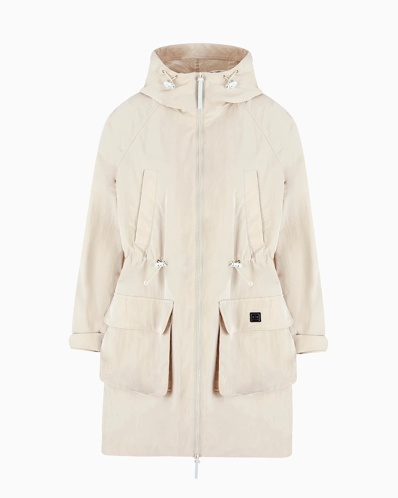 Armani Exchange - Laminated fabric jacket with pockets, Woman, Beige, Size: