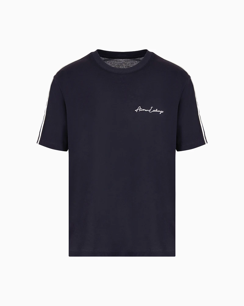 Armani Exchange - Logo Signature Crewneck T-Shirt, Man, Navy Blue, Size: