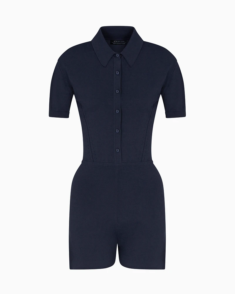 Armani Exchange - ASV fabric short suit, Woman, Navy_blue, Size: