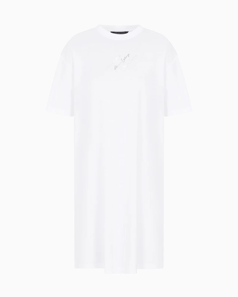 Armani Exchange - Jersey midi dress with logo, Woman, White, Size: