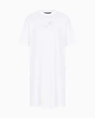 Armani Exchange - Jersey midi dress with logo, Woman, White, Size: