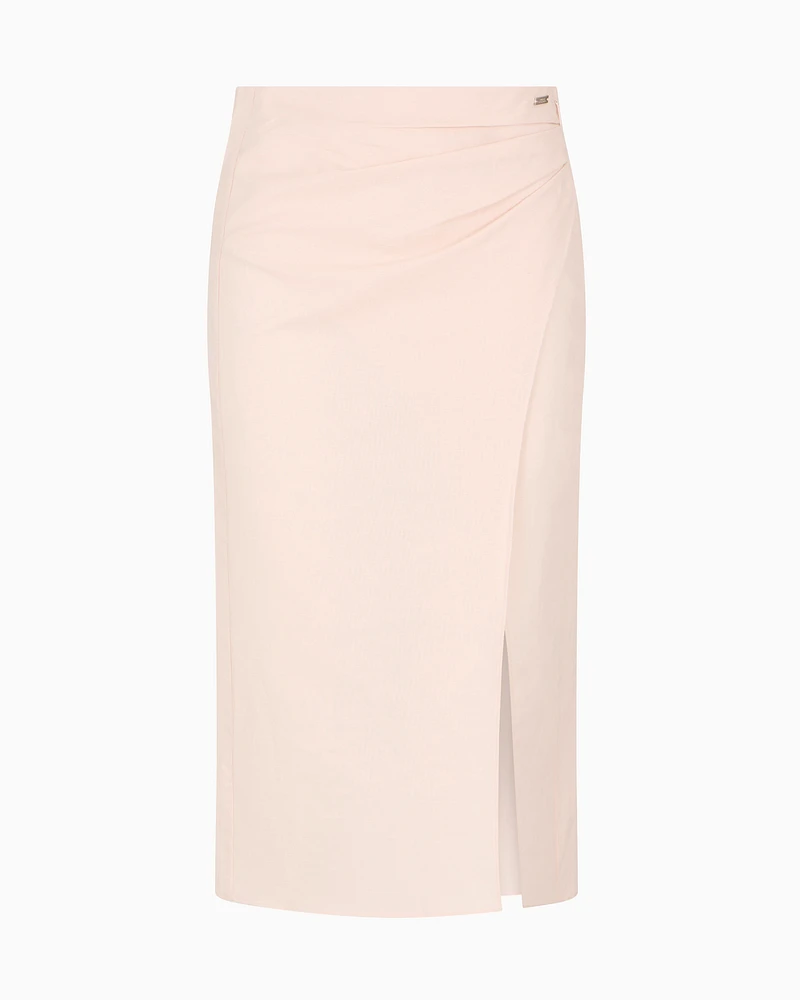 Armani Exchange - Linen blend longuette skirt, Woman, Pink, Size: 2