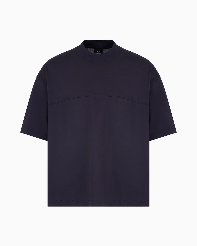 Armani Exchange - Mercerized cotton short-sleeved sweatshirt, Man, Navy Blue, Size: