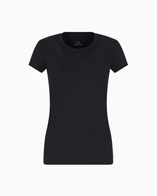 Armani Exchange - Slim fit T-shirt pima cotton jersey, Woman, Black, Size: