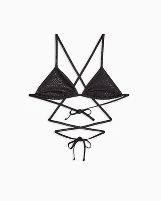 Armani Exchange - Lace-up bikini top, Woman, Black, Size: