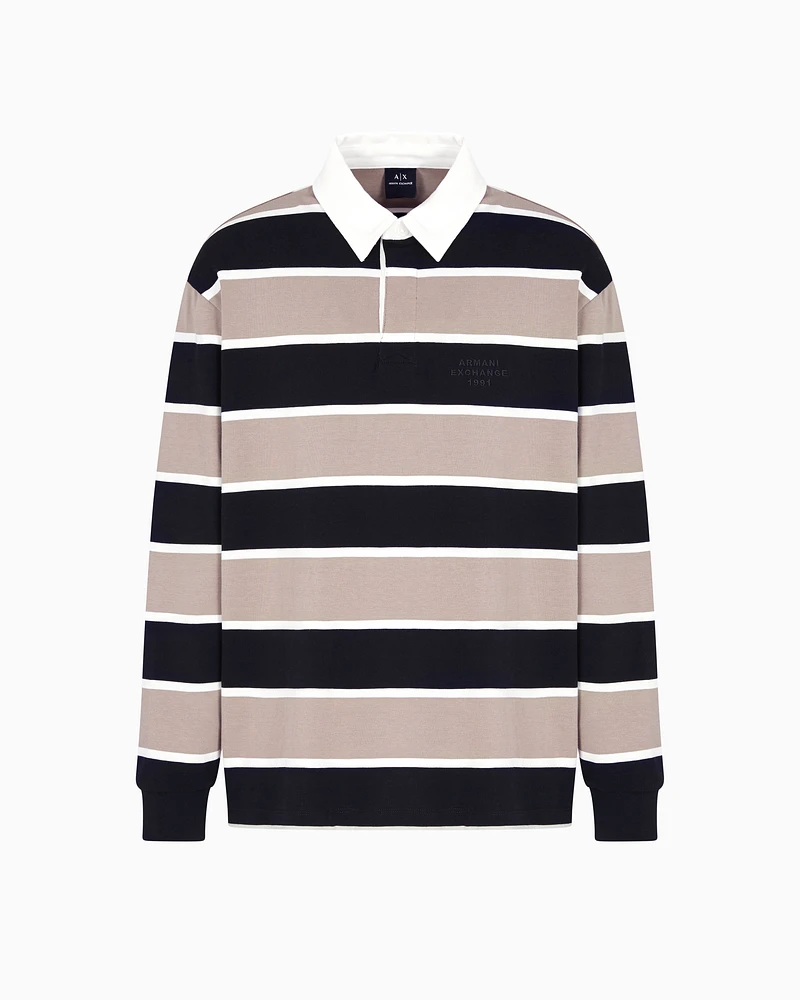Armani Exchange - Loose fit polo with maxi stripes, Man, Beige, Size: