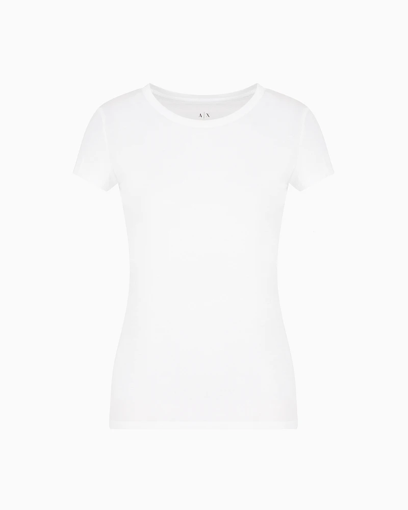 Armani Exchange - Slim fit T-shirt pima cotton jersey, Woman, White, Size: