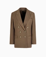 Armani Exchange - Double-breasted twill jacket, Woman, Brown, Size: