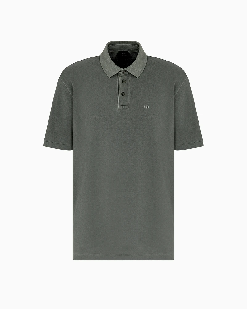 Armani Exchange - Used effect cotton piquet polo, Man, Green, Size: XS