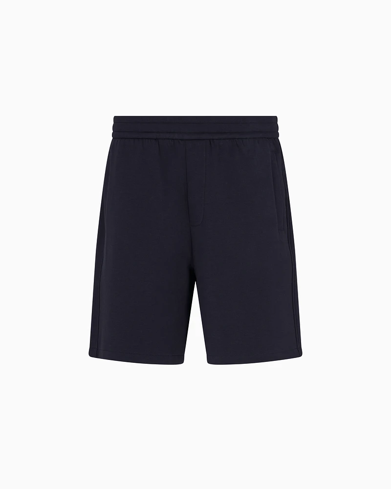 Armani Exchange - Bonded cotton Bermuda shorts, Man, Navy Blue, Size: