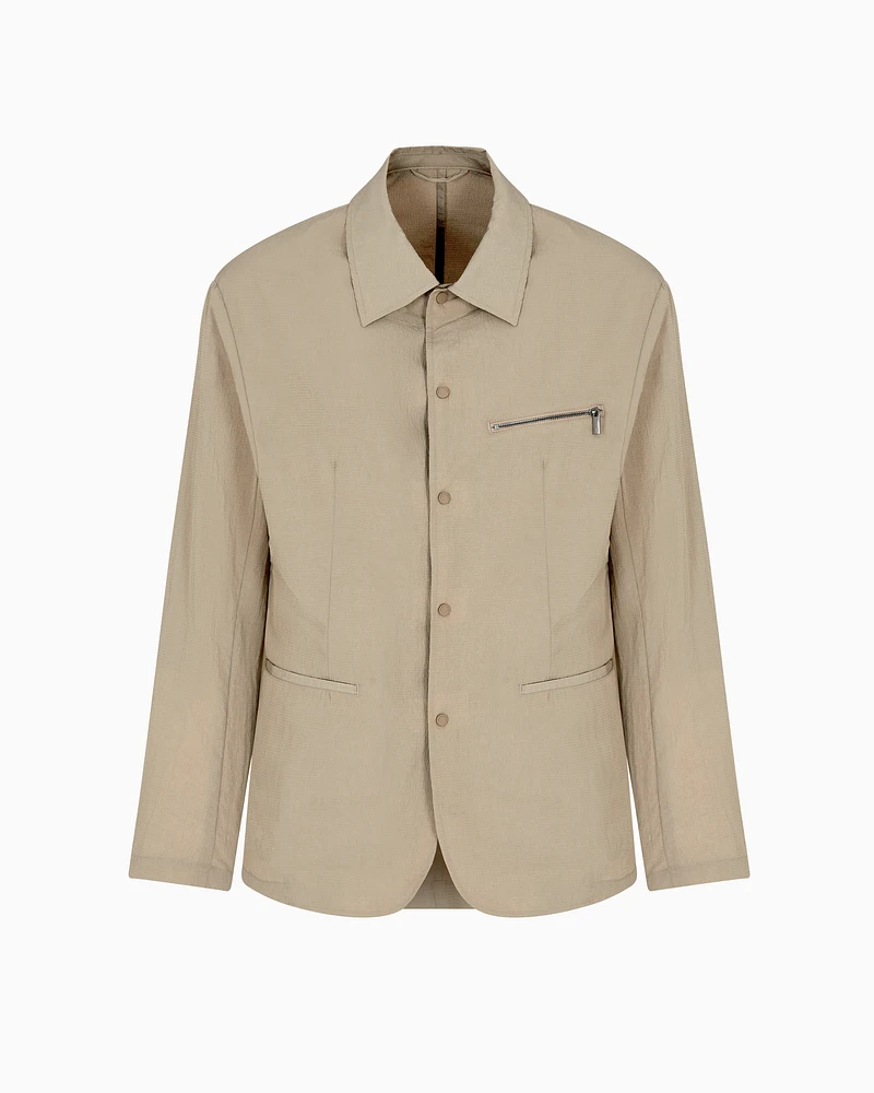 Armani Exchange - Nylon seersucker jacket zip pocket, Man, Beige, Size: