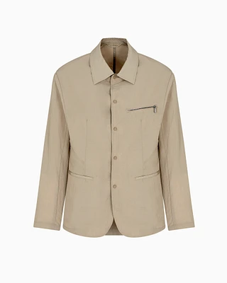Armani Exchange - Nylon seersucker jacket zip pocket, Man, Beige, Size: