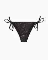 Armani Exchange - Fabric bikini bottoms with allover logo, Woman, Black, Size: