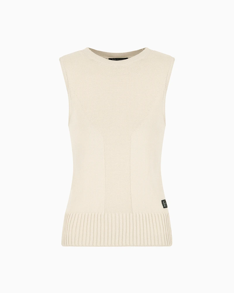 Armani Exchange - ASV Contrast Detail Top, Woman, Beige, Size: