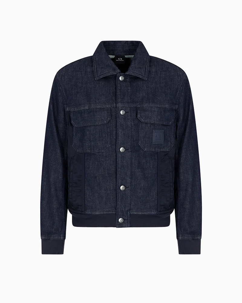 Armani Exchange - Stretch cotton denim jacket, Man, Blue, Size: