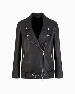 Armani Exchange - Used effect leather jacket, Woman, Black, Size: M