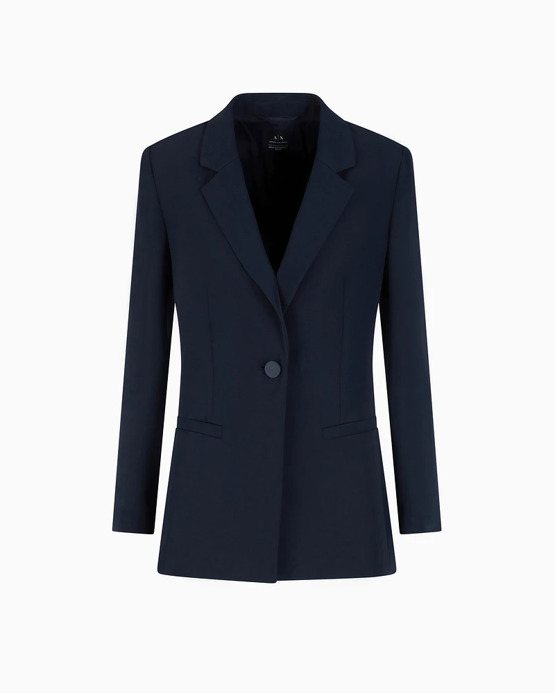 Armani Exchange - Single breasted jacket with one button, Woman, Navy_blue, Size: