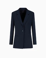 Armani Exchange - Single breasted jacket with one button, Woman, Navy_blue, Size: