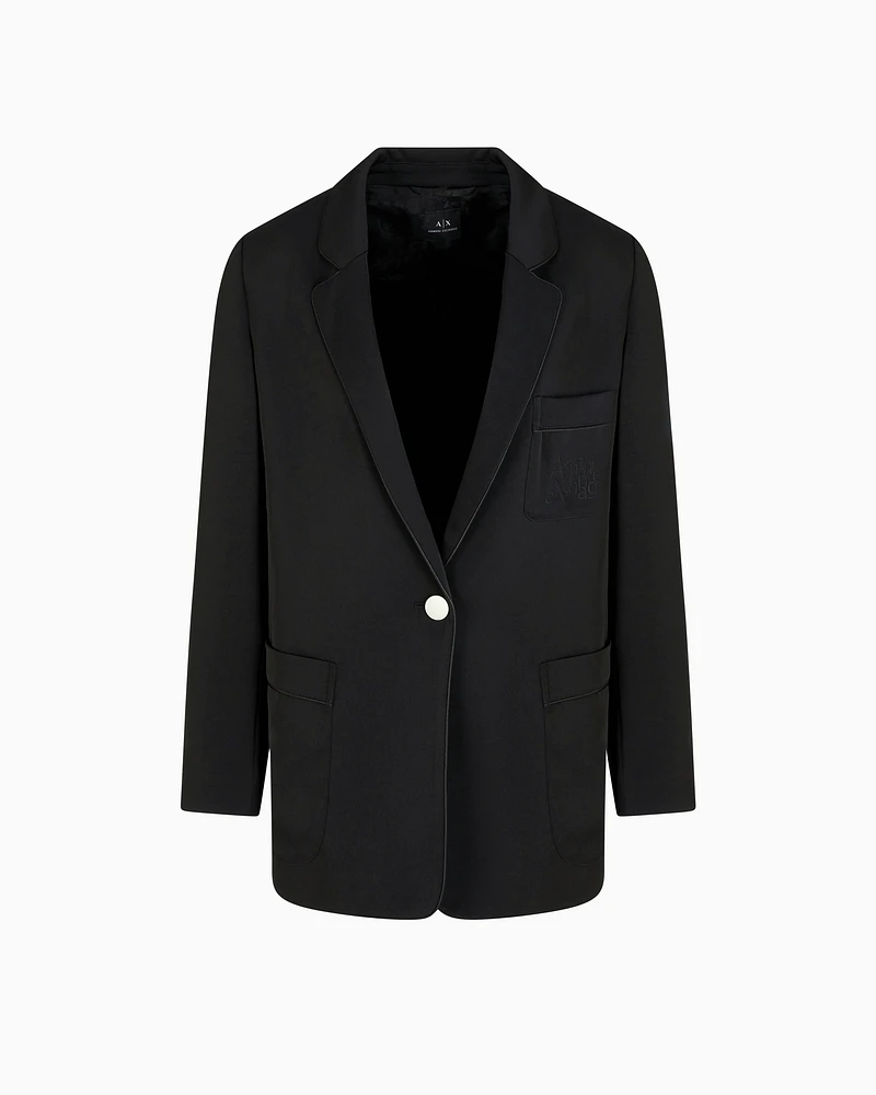 Armani Exchange - Single-breasted jacket matte satin fabric, Woman, Black, Size: