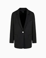 Armani Exchange - Single-breasted jacket matte satin fabric, Woman, Black, Size: