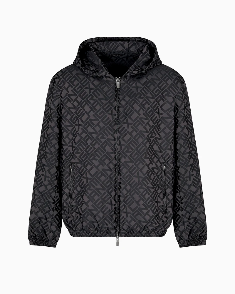 Armani Exchange - Hooded jacket in fabric with logo, Man, Black, Size: XL