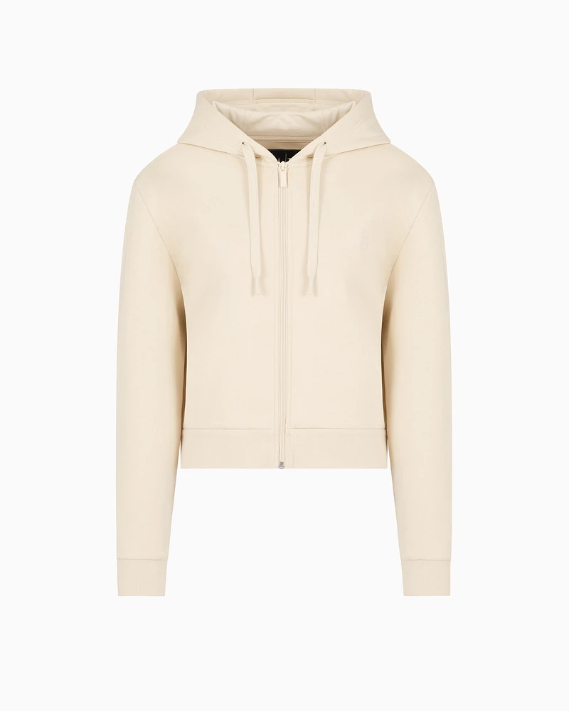 Armani Exchange - Icon Cropped Hoodie, Woman, Beige, Size: