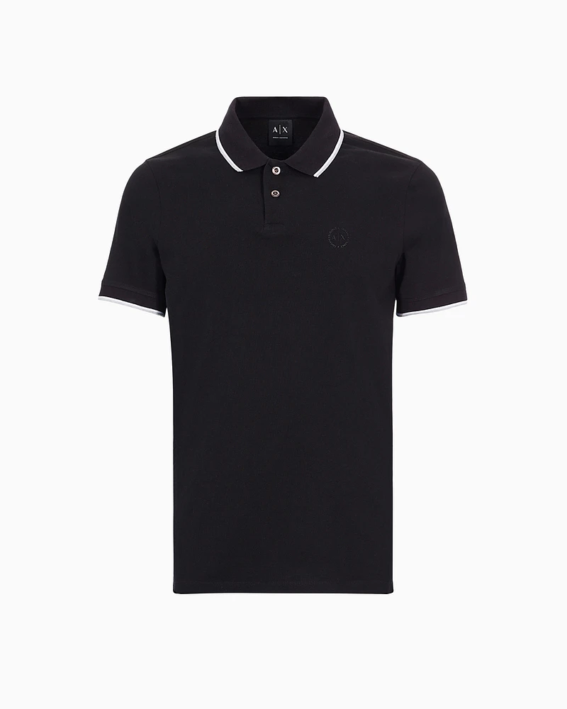 Armani Exchange - Piquet polo with contrasting details, Man, Black, Size: M