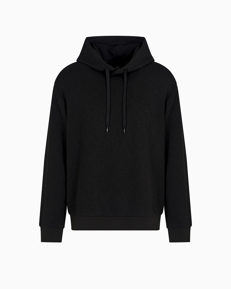 Armani Exchange - Tonal Embossed Hoodie Sweatshirt, Man, Black, Size: