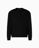 Armani Exchange - Viscose blend sweater with jacquard lettering, Man, Black, Size: