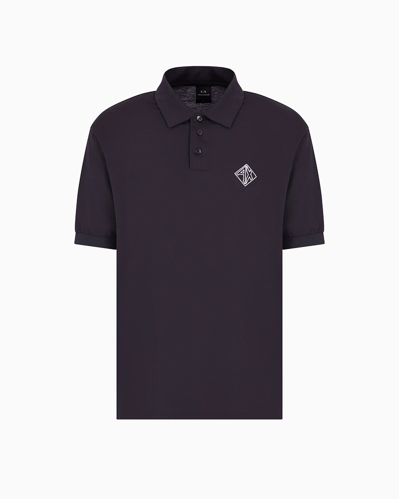 Armani Exchange - Regular fit cotton polo with logo, Man, Navy Blue, Size: