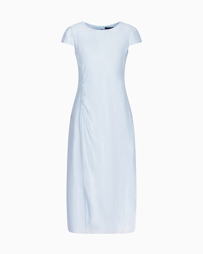 Armani Exchange - Longuette dress with slit, Woman, Light Blue, Size: